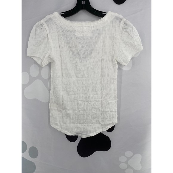 30 M Free People NWT Sugar Cube Crinkle Fabric Short Sleeve Tee Optic White Smal - Picture 4 of 12